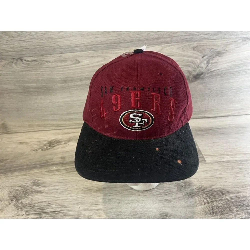 Vintage San Francisco 49ers Hat Cap Strapback NFL‎ Game Day NWT Block Logo Flaws